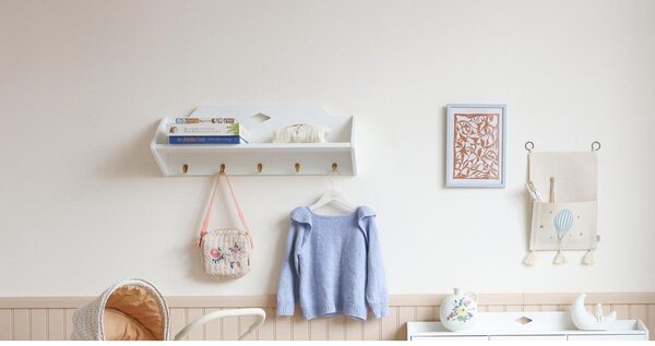 Бяла стенна детска закачалка 75x27 cm Luca – Cam Cam Copenhagen