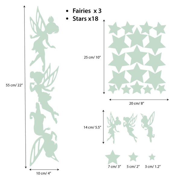 Комплект детски стикери за стена Феи и звезди - Ambiance