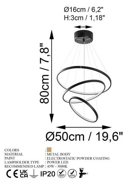 Черно LED висящо осветително тяло ø 50 cm Simit – Opviq lights