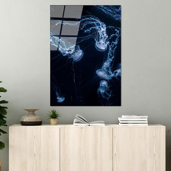 Живопис върху стъкло 70x100 cm Jelly Fish - Wallity