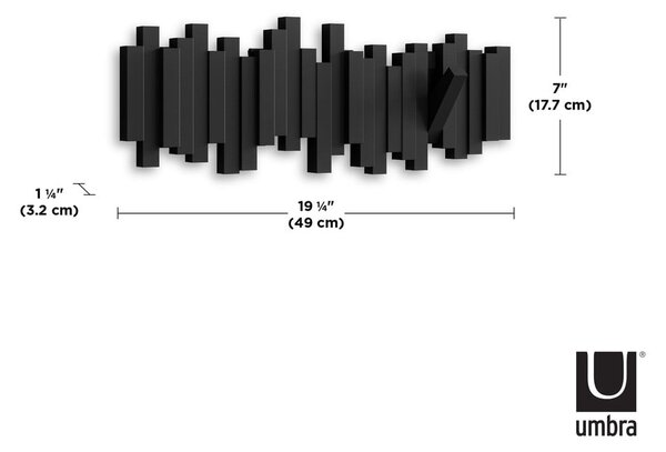 Черна пластмасова закачалка за стена Sticks - Umbra