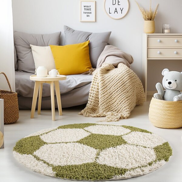 Зелен/кремав детски килим ø 100 cm Fun – Ayyildiz Carpets