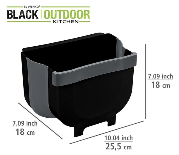 Черно висящо кошче за отпадъци , 5 л Black Outdoor Kitchen Fago - Wenko