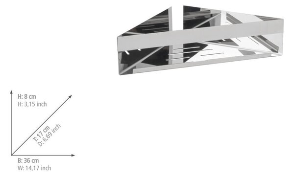 Ъглов самозалепващ рафт за баня от неръждаема стомана в лъскаво сребристо Genova – Wenko