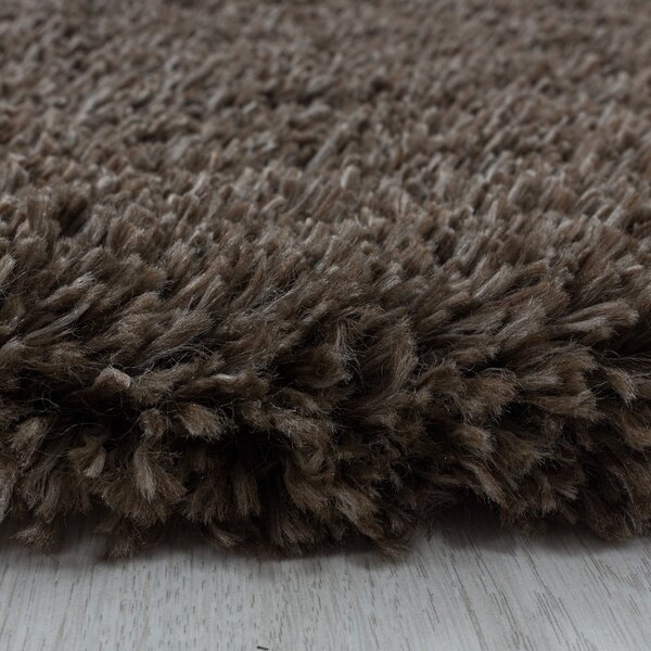 Тъмнокафяв кръгъл килим ø 120 cm Fluffy – Ayyildiz Carpets