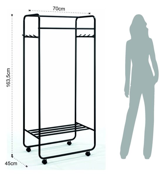 Черна стоманена стойка за дрехи Zach - Tomasucci