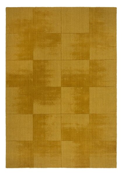 Ръчно изработен вълнен килим в цвят жълта охра 120x170 cm Demi Check Ombre – Flair Rugs