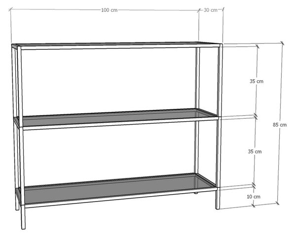 Черна стъклена етажерка 100x85 cm Camiko - Neostill
