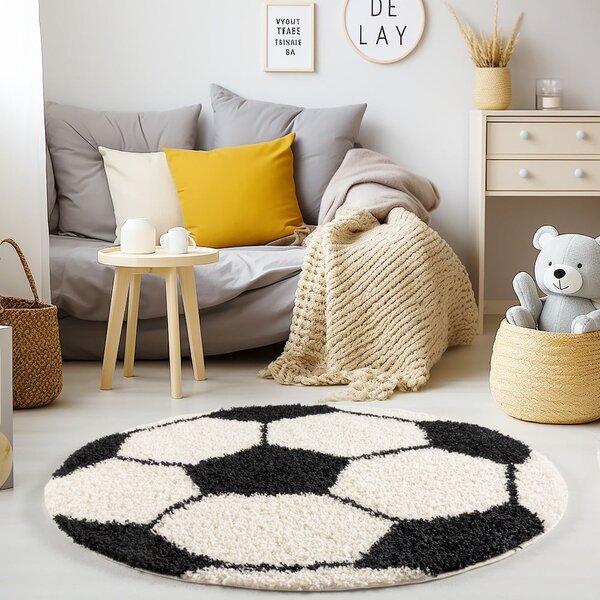 Черен/кремав детски килим ø 100 cm Fun – Ayyildiz Carpets