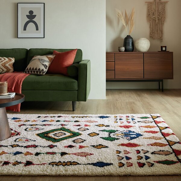 Кремав ръчно изработен вълнен килим 200x290 cm Moroccan Fes – Flair Rugs