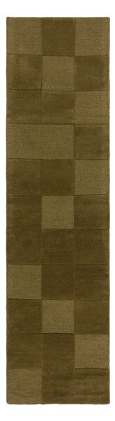 Ръчно изработена вълнена пътека в цвят каки 60x230 cm Checkerboard – Flair Rugs