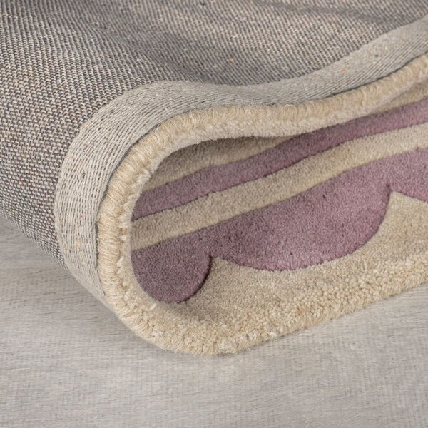 Ръчно изработена вълнена пътека в лилав и естествен цвят 80x230 cm Lois Scallop – Flair Rugs