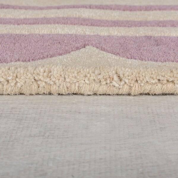 Ръчно изработена вълнена пътека в лилав и естествен цвят 80x230 cm Lois Scallop – Flair Rugs