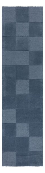 Тъмносиня ръчно изработена вълнена пътека 60x230 cm Checkerboard – Flair Rugs