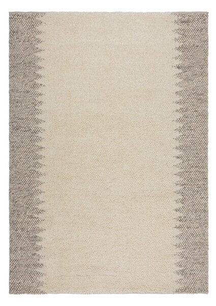 Кремав ръчно изработен килим със смес от вълна 80x150 cm Minerals Border – Flair Rugs