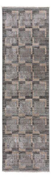 Сиво-бежова пътека 66x300 cm Evelyn Blocks – Flair Rugs