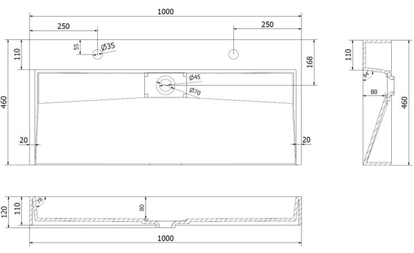 Mexen Ava мивка за монтиране върху плот от конгломерат 2/O 100 x 46 cm, черна - 23011072