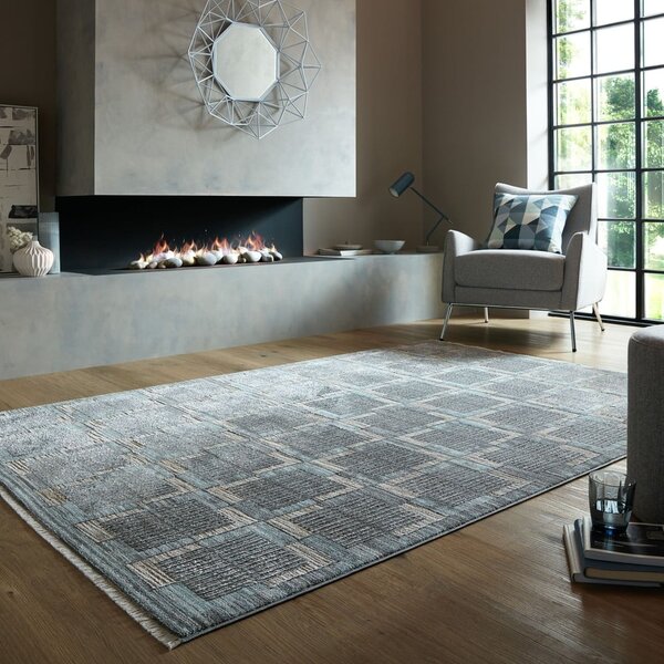 Сиво-бежов килим 80x155 cm Evelyn Blocks – Flair Rugs