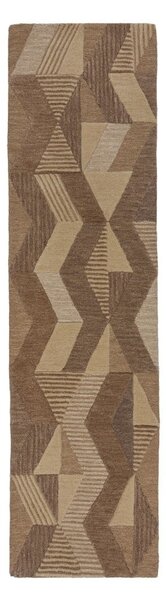 Кафява ръчно изработена вълнена пътека 60x230 cm Moda Asher – Flair Rugs