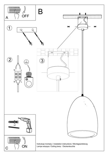 Бяло висящо осветително тяло с керамичен абажур ø 25 cm Sativa – Nice Lamps