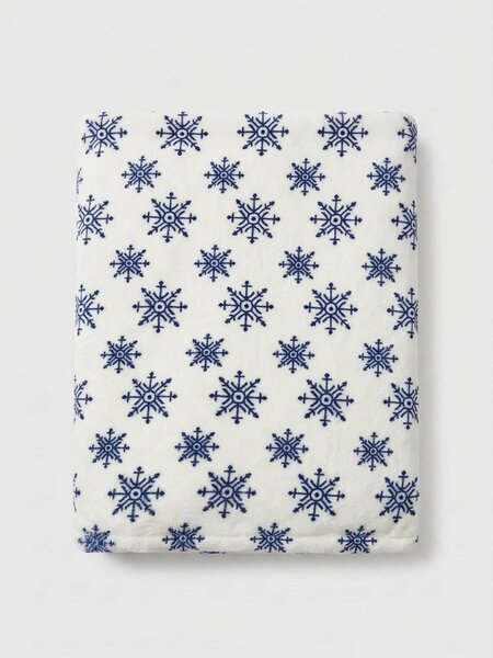 Sinsay - Коледен плед с десен на снежинки - нави