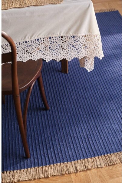 Синя ръчно изработена пътека със смес от памук 80x150 cm Channa – Jotex
