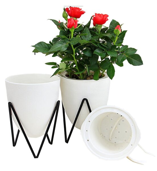 Бяла самонапояваща се саксия , ø 19 cm Poppy - Tomasucci