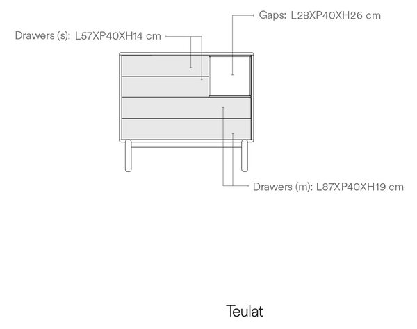 Тъмно сив нисък скрин 90x90 cm Corvo - Teulat