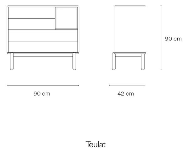 Тъмно сив нисък скрин 90x90 cm Corvo - Teulat