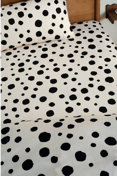 Черен/бежов еластичен памучен чаршаф 90x200 cm Rigmor – Jotex