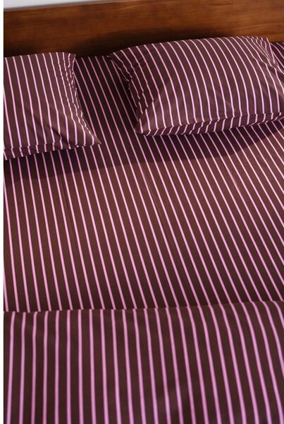 Розов/кафяв еластичен чаршаф от органичен памук 90x200 cm Sima – Jotex
