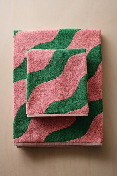 Зелена/розова памучна кърпа 50x70 cm Waves – Jotex