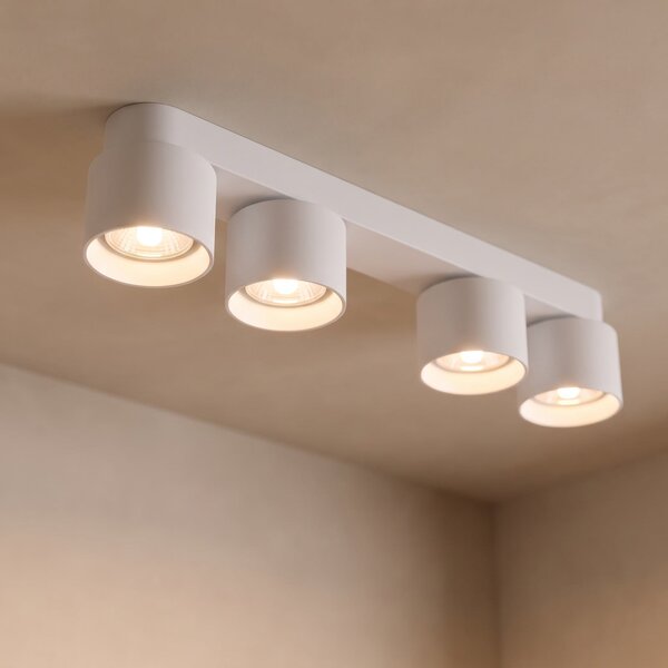 Nordlux Downlight Pitcher, бял/сребрист, 4-лампов, метал, GU10, Затъмняване, Бял, Дневна/трапезария, Метал, Модерен