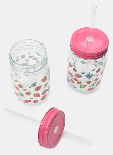 Sinsay - Чаши с капак и сламка с плодов мотив 2 pack - многоцветен