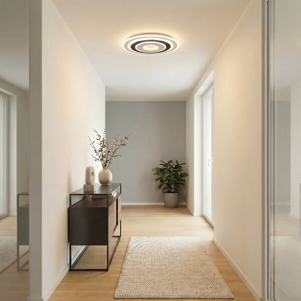 Lindby LED плафон Rebeka, кръгъл, Ø 70 cm, CCT, с регулиране на яркостта, Затъмняване, Бял, Дневна/трапезария, Пластмаса, Модерен