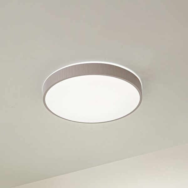 Lindby LED таванна лампа Zylo, цвят таупе, Ø49 см, CCT с възможност за, Затъмняване, Бежов, Дневна/трапезария, Пластмаса