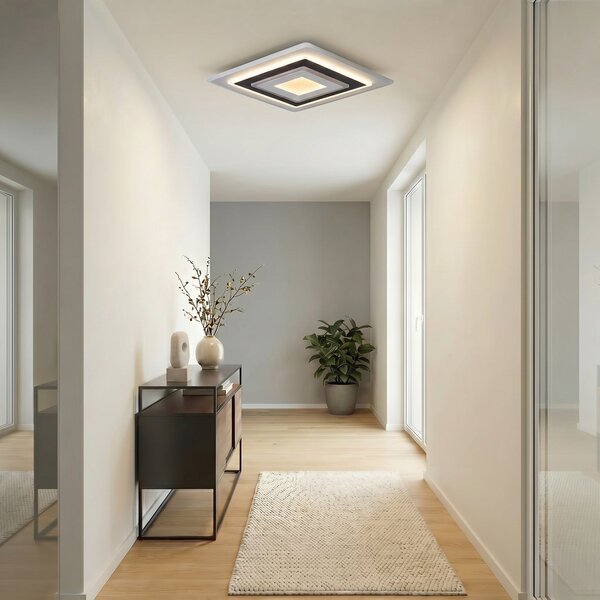 Lindby LED таванска лампа Rebeka, 50 x cm, CCT, с регулиране на яркостта, Затъмняване, Бял, Дневна/трапезария, Пластмаса, Модерен