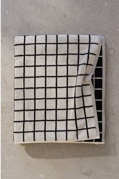 Черна/бежова памучна хавлиена кърпа 90x150 cm Grid – Jotex
