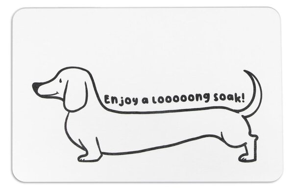 Бял килим за баня от диатомична глина 39x60 cm Dachshund – Artsy Doormats