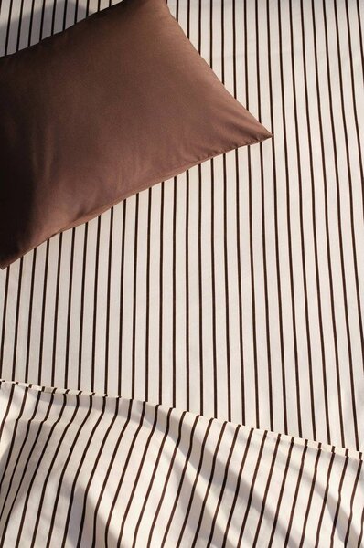 Кремав/тъмнокафяв еластичен чаршаф от органичен памук 90x200 cm Sima – Jotex