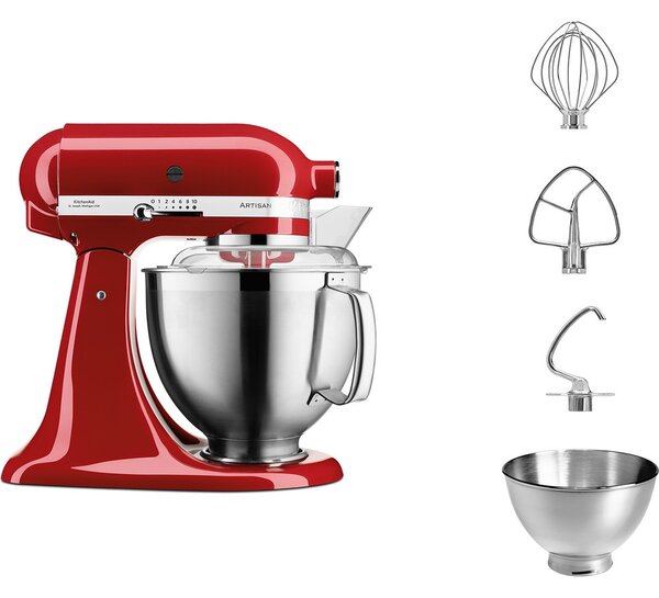 Планетарен миксер KitchenAid Artisan 5KSM185PSEER, 300W, 4.8L, червен