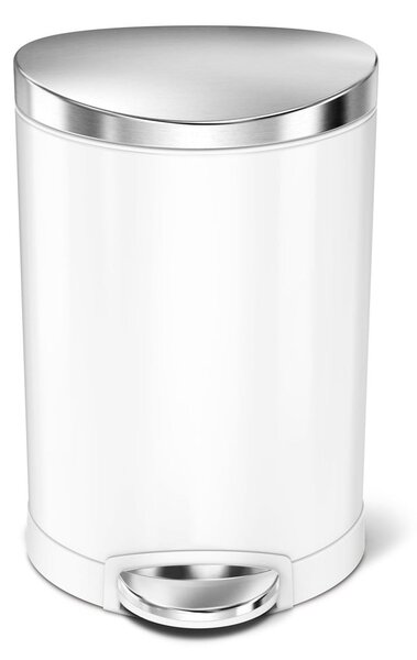 Бяло стоманено кошче за боклук с педал 6 l – simplehuman