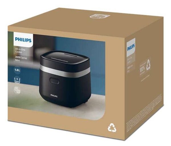 Мултикукър Philips HD3090/80, 1.8L, 400W, 8 програми, черен