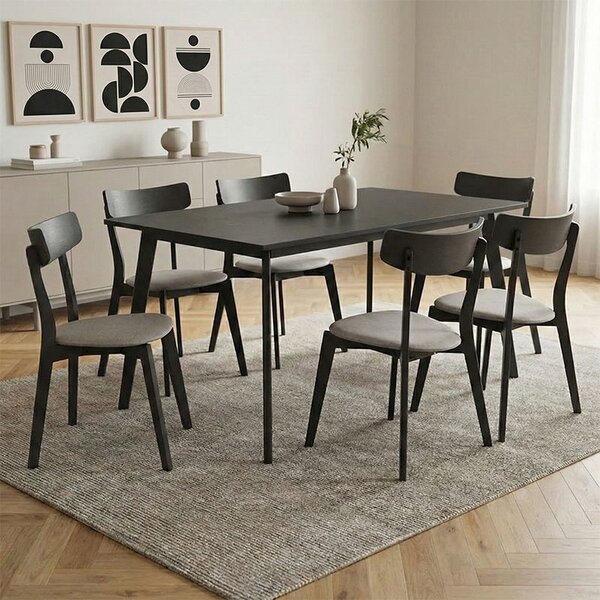 Комплект маса и столове Benson-Toto 7 части сив рустик 150x90x75 см