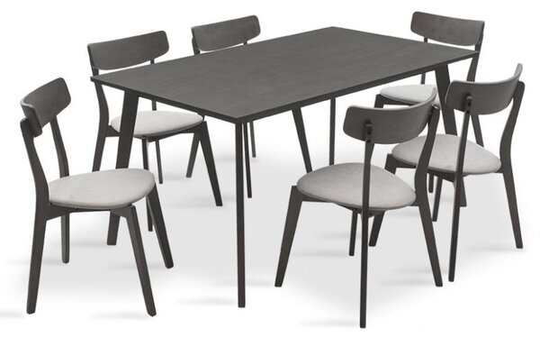 Комплект маса и столове Benson-Toto 7 части сив рустик 150x90x75 см