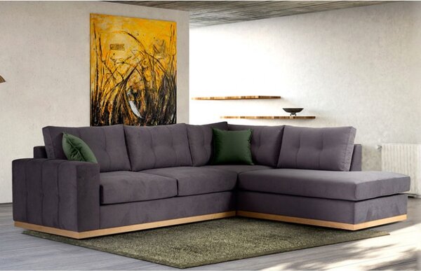 Ъглов диван ляв ъгъл Бостън тъмен сив - Натурален 280x225x95 см