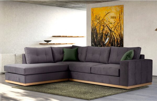 Ъглов диван десен ъгъл Бостън тъмен сив - Натурален 280x225x95 см