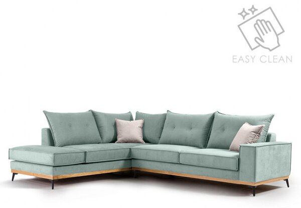 Разтегателен ъглов диван десен ъгъл Luxury II Ciel - Слон - Черен 290x235x90 см