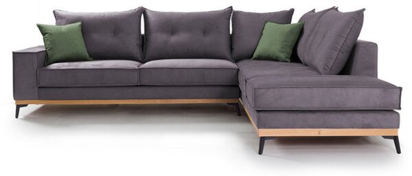 Ъглов диван ляв ъгъл Luxury II тъмен сив - тъмен зелен - черен 290x235x90 см