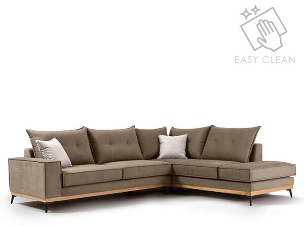 Ъглов диван ляв ъгъл Luxury II Мока - Крем - Черен 290x235x90 см